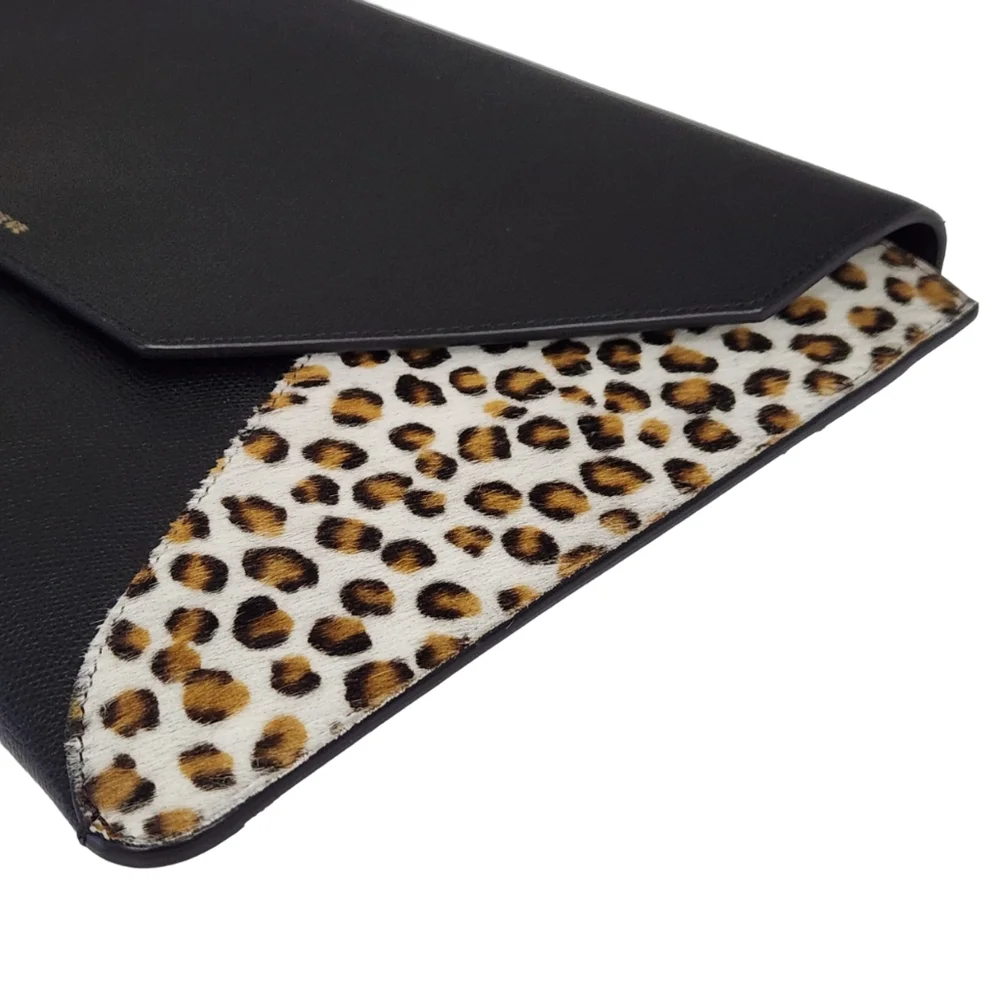PRISTINE SENREVE TABLET LAPTOP ENVELOPE SLEEVE IN NOIR LEOPARD HAIRCALF BAG